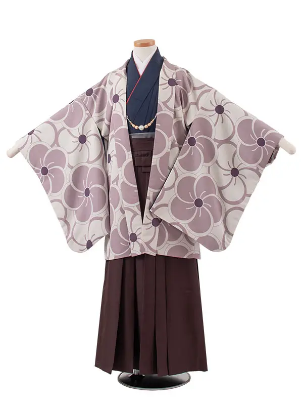 かんたん着付 小学校 卒業式 男の子 袴 アイボリー ねじり梅 1967