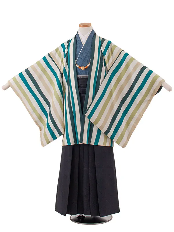 かんたん着付 小学校 卒業式 男の子 袴 アイボリー ストライプ 1970