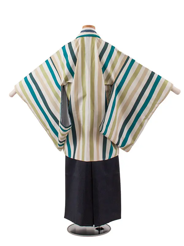 かんたん着付 小学校 卒業式 男の子 袴 アイボリー ストライプ 1970