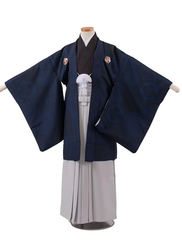 かんたん着付 小学校 卒業式 男の子 袴 紺地 亀甲文様 1973