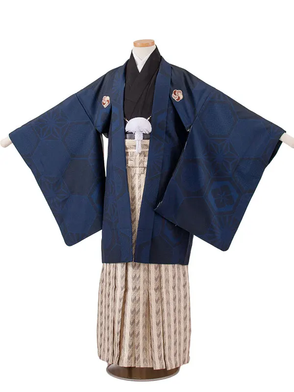 かんたん着付 小学校 卒業式 男の子 袴 紺地 亀甲文様 1974