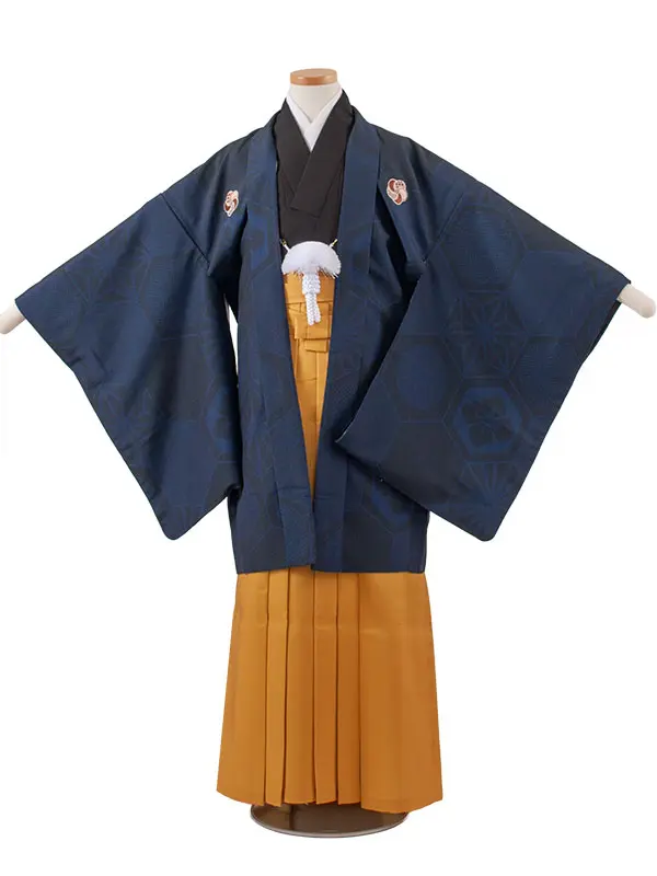 かんたん着付 小学校 卒業式 男の子 袴 紺地 亀甲文様 1975