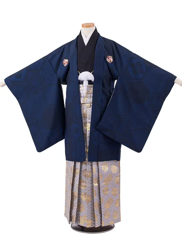 かんたん着付 小学校 卒業式 男の子 袴 紺地 亀甲文様 1976