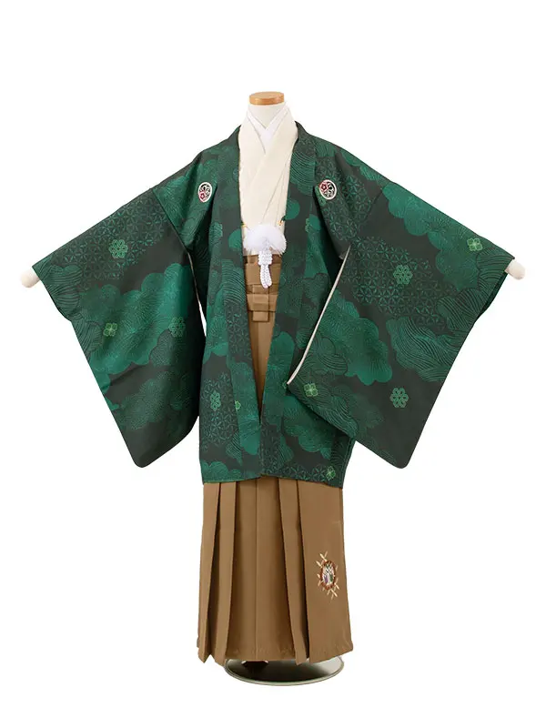 かんたん着付 小学校 卒業式 男の子 袴 緑地 吉祥文様 1979