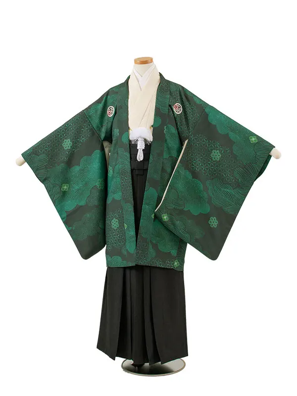 かんたん着付 小学校 卒業式 男の子 袴 緑地 吉祥文様 1980
