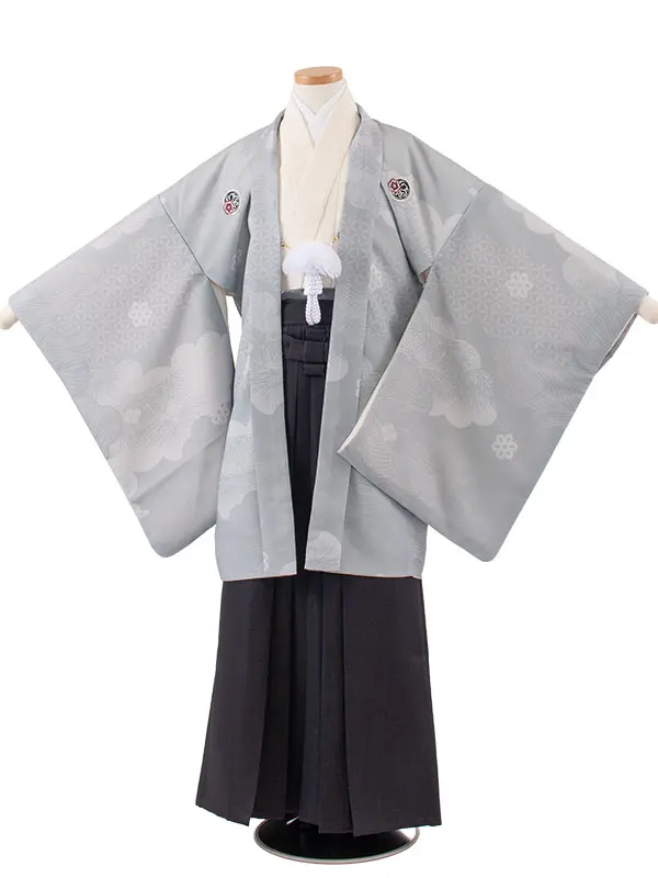 かんたん着付 小学校 卒業式 男の子 袴 グレー 吉祥文様 2001