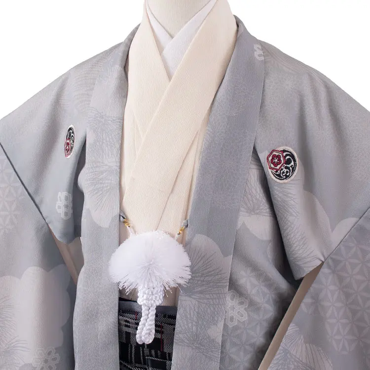 かんたん着付 小学校 卒業式 男の子 袴 グレー 吉祥文様 2022