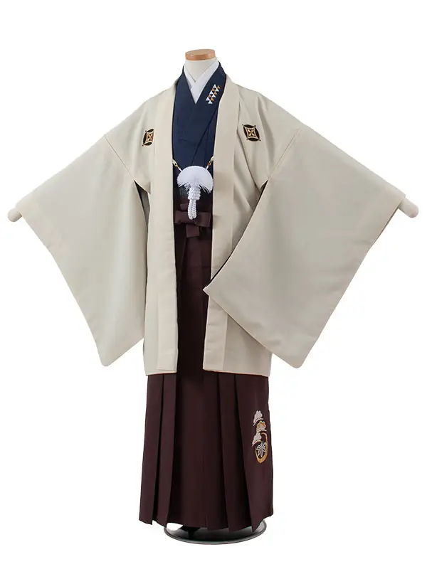 かんたん着付 小学校 卒業式 男の子 袴 クリーム 2100
