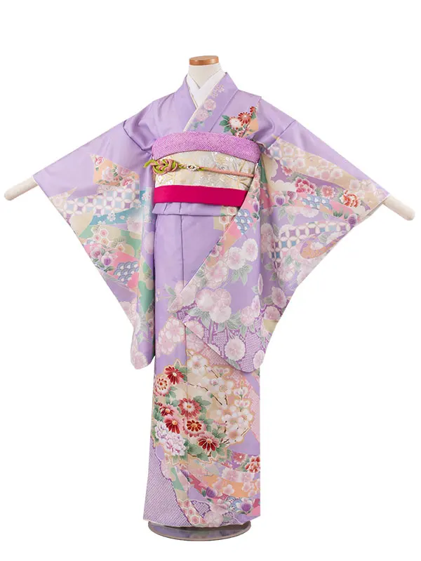 ジュニア着物 ラベンダー 華熨斗 9044
