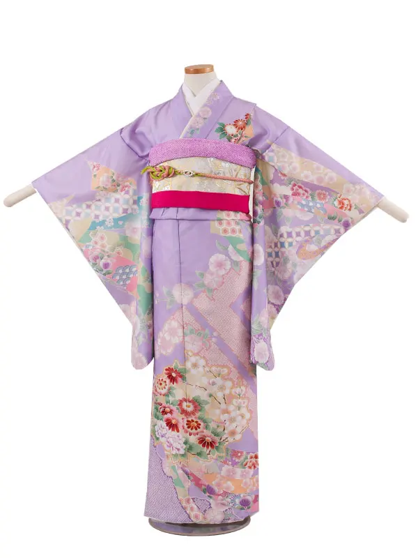 ジュニア着物 ラベンダー 華熨斗 9044