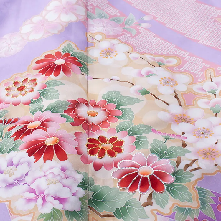 ジュニア着物 ラベンダー 華熨斗 9044