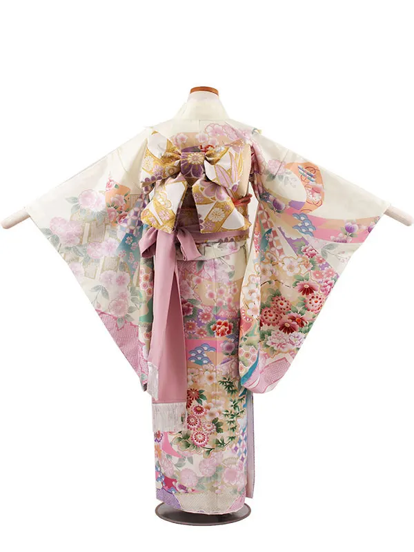 ジュニア着物 クリームイエロー 華熨斗 9045