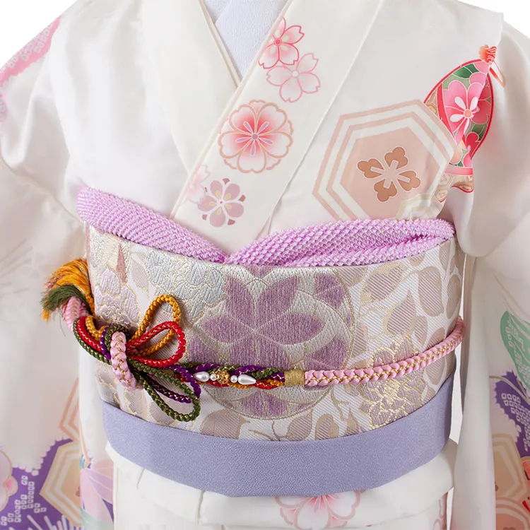 ジュニア着物 アイボリー 絞り調 松竹梅 鈴まり 9056