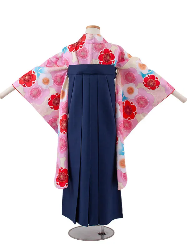 小学校卒業式かんたん袴（女の子） クリーム 梅 A001