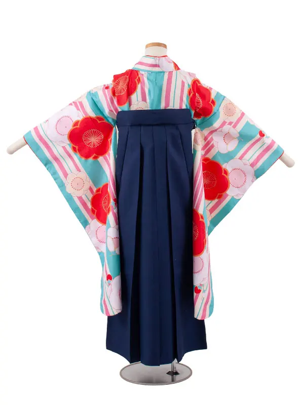 小学校卒業式かんたん袴（女の子） ライトブルー 梅 A005