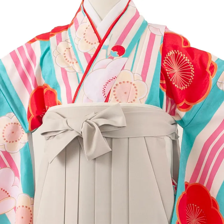 小学校卒業式かんたん袴（女の子） ライトブルー 梅 A011