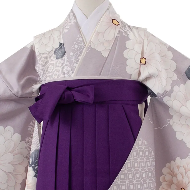 小学校卒業式かんたん袴（女の子） 薄紫 菊 A052