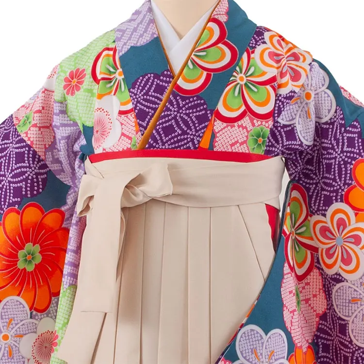 小学生卒業袴レンタル（女の子） ディープティール ねじり梅 B008