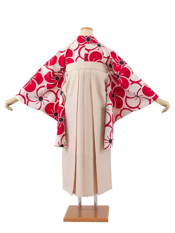 小学生卒業袴レンタル（女の子） アイボリー ねじり梅 B009