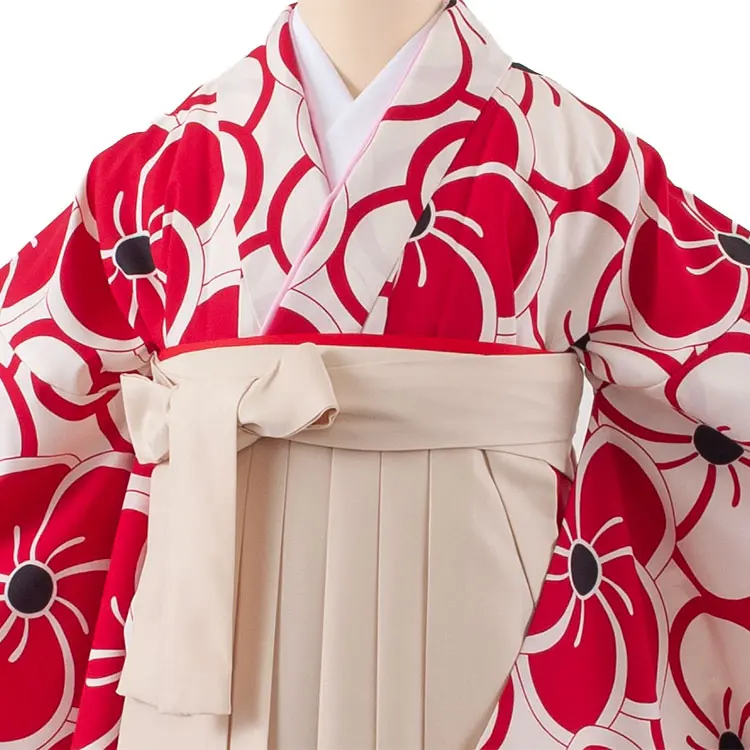 小学生卒業袴レンタル（女の子） アイボリー ねじり梅 B009