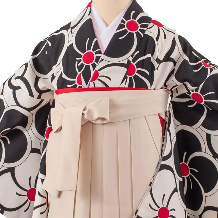 小学生卒業袴レンタル（女の子） アイボリー ねじり梅 B010