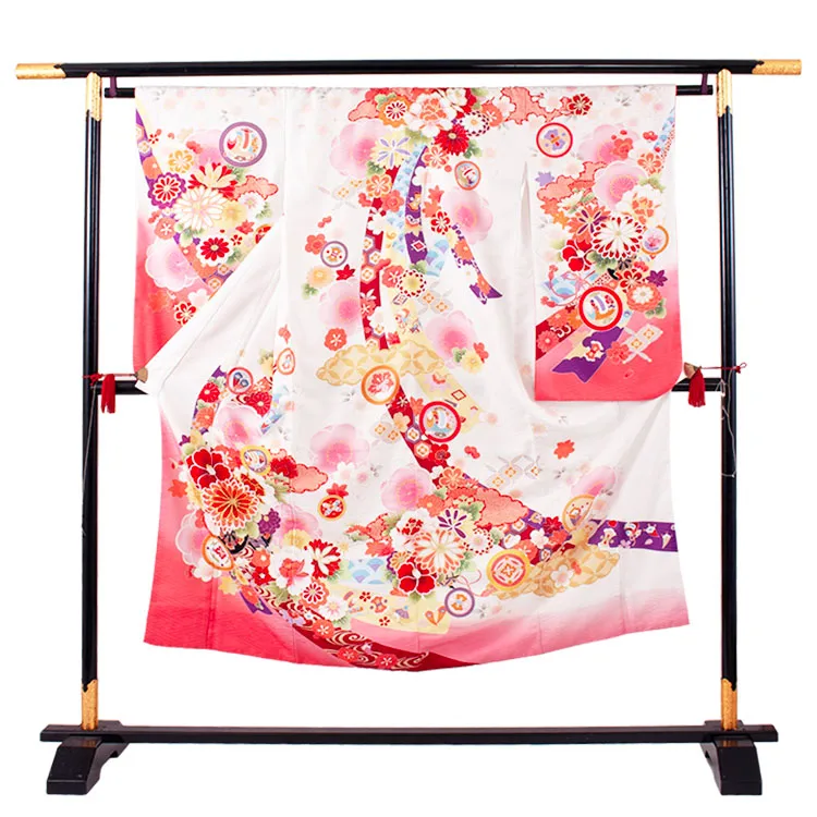 ジュニア着物 白地 吉祥文様 梅 C005