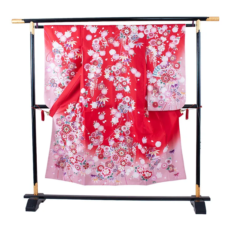 ジュニア着物 赤地 鞠 牡丹 C010