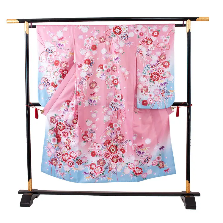 ジュニア着物 ピンク 鞠 牡丹 C012