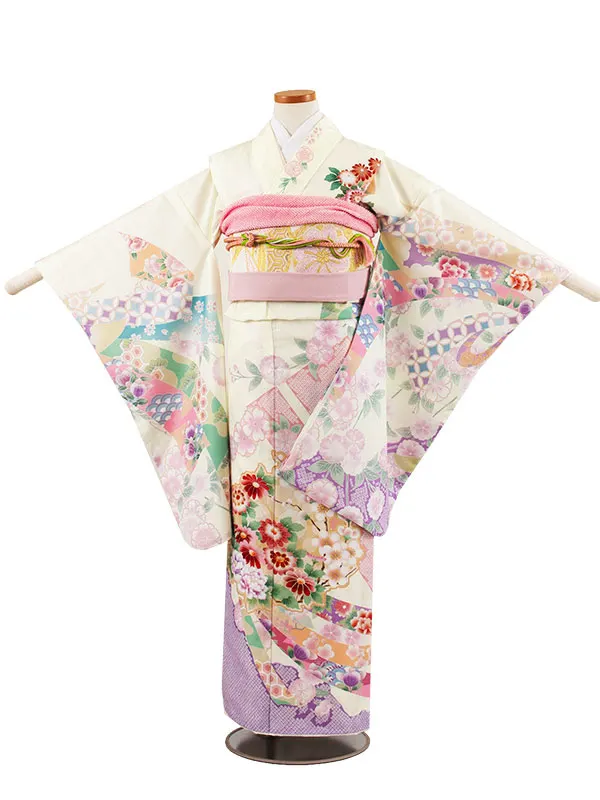 ジュニア着物 クリームイエロー 華熨斗 C024