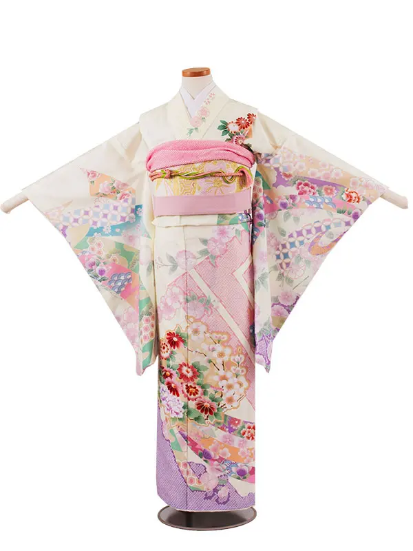 ジュニア着物 クリームイエロー 華熨斗 C024