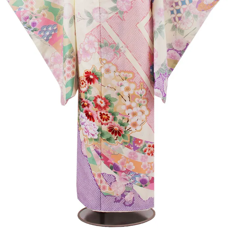 ジュニア着物 クリームイエロー 華熨斗 C024