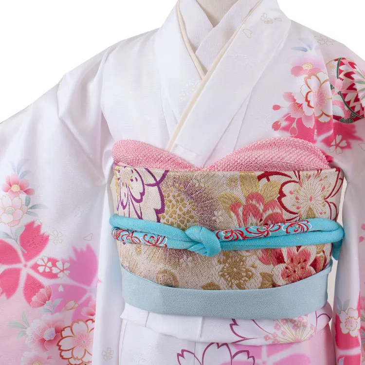 ジュニア着物 白地 桜 C025