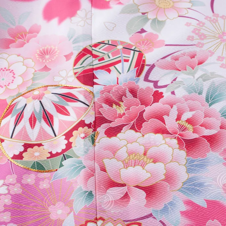 ジュニア着物 白地 桜 C025