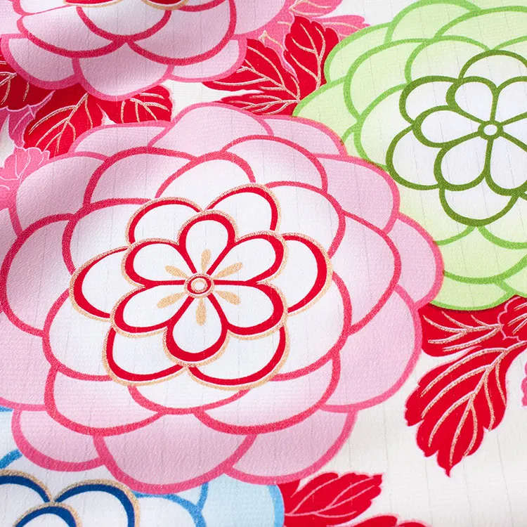 ジュニア着物 クリーム 菊 C034