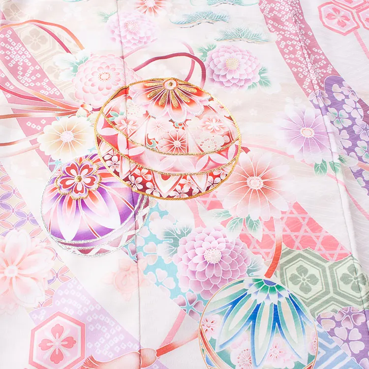 ジュニア着物 アイボリー 熨斗に鞠 C041