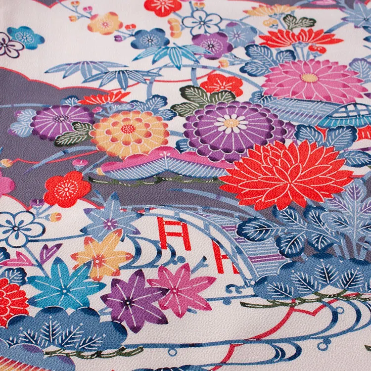 【正絹】ジュニア着物 グレー 丹後ちりめん 菊 D014