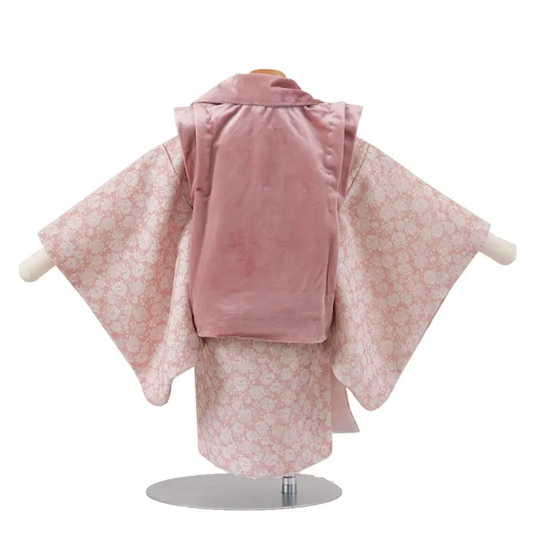 女児ベビー ピンク 花 二部式着物 372