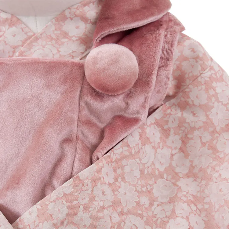 女児ベビー ピンク 花 二部式着物 372