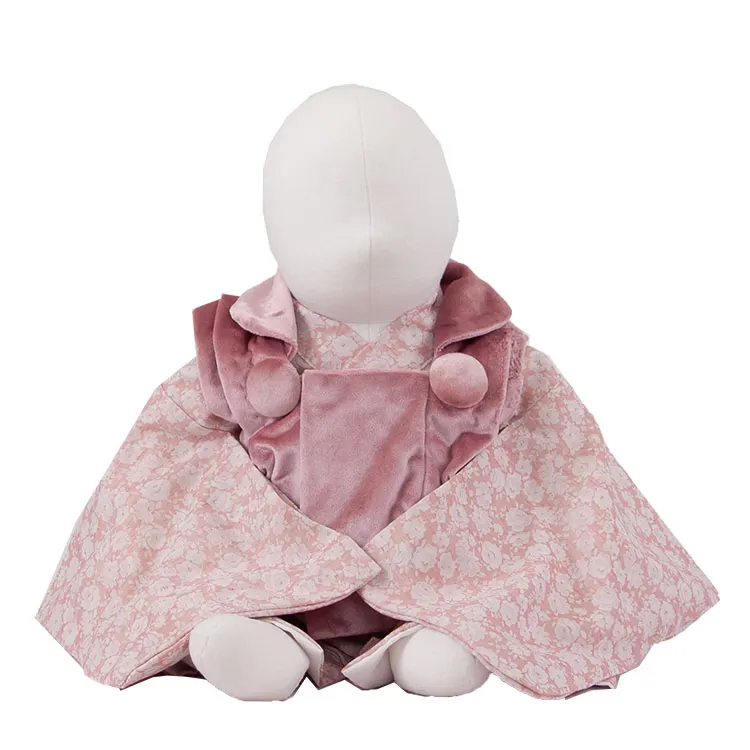 女児ベビー ピンク 花 二部式着物 372