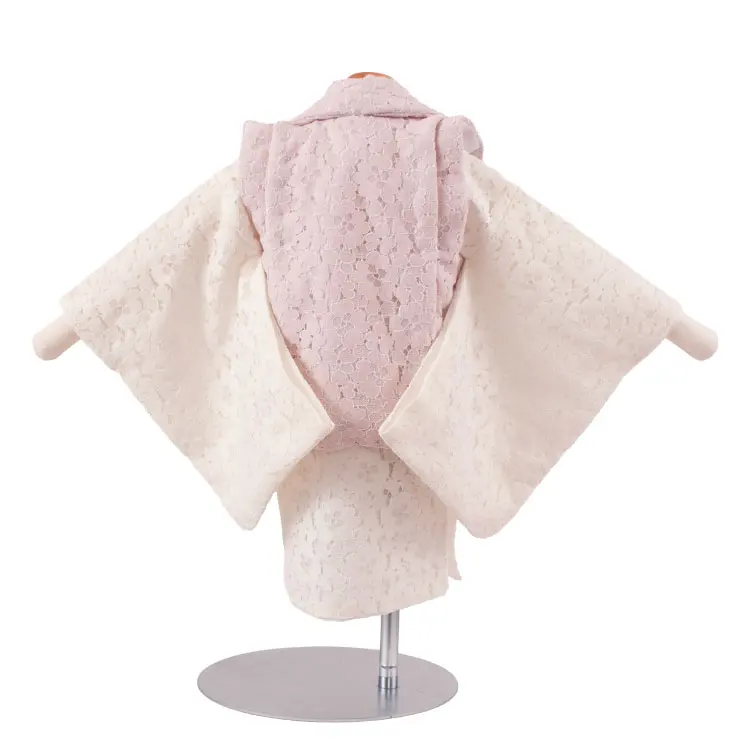 女児ベビー ピンク×白 レース 花柄 376