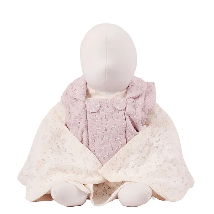 女児ベビー ピンク×白 レース 花柄 376