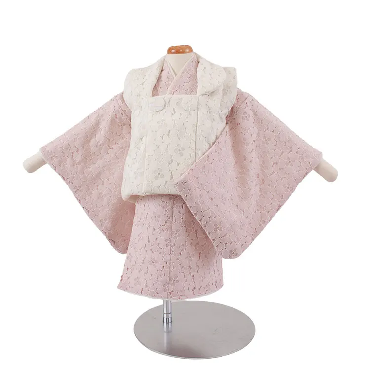 女児ベビー 白×ピンク レース 花柄 377