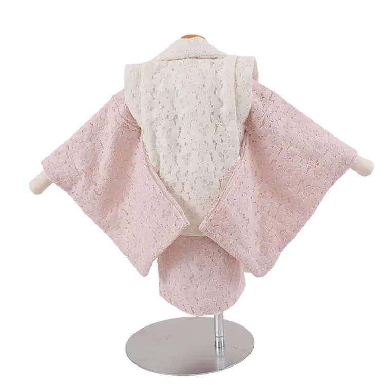 女児ベビー 白×ピンク レース 花柄 377