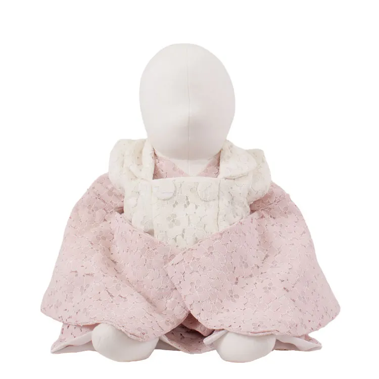 女児ベビー 白×ピンク レース 花柄 377