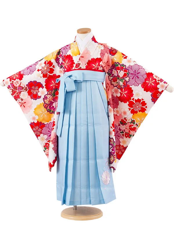 女児袴レンタル（6～7歳女の子） 白地 桜