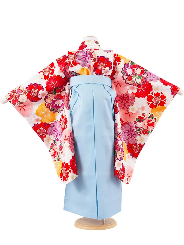 女児袴レンタル（6～7歳女の子） 白地 桜