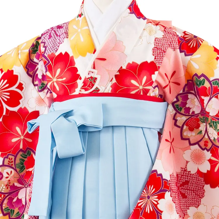 女児袴レンタル（6～7歳女の子） 白地 桜