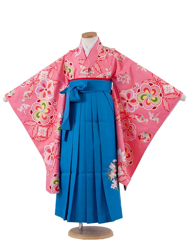 女児袴レンタル（7歳女の子） ピンク ねじり梅 吉祥文様 A110