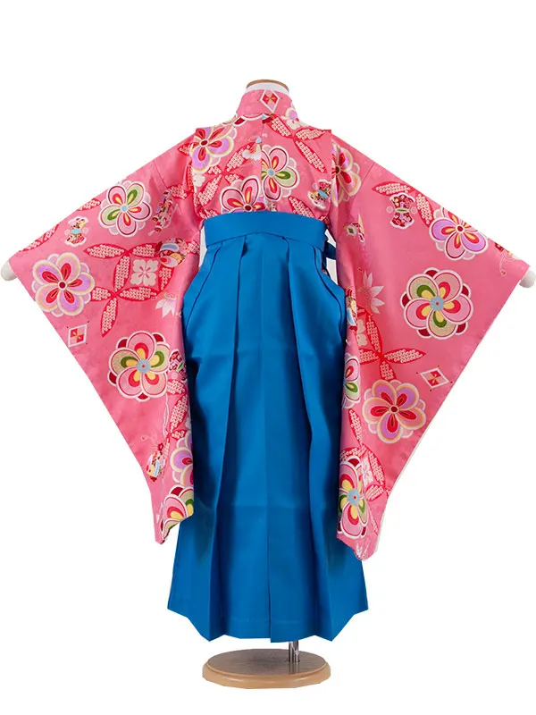 女児袴レンタル（7歳女の子） ピンク ねじり梅 吉祥文様 A110