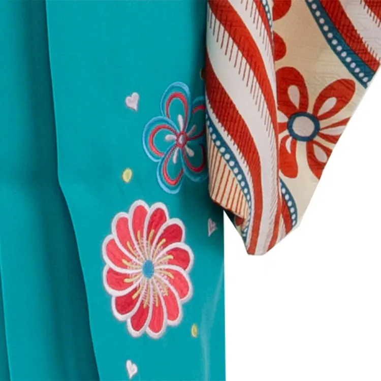 女児袴レンタル（7歳女の子） クリーム 花柄 A112